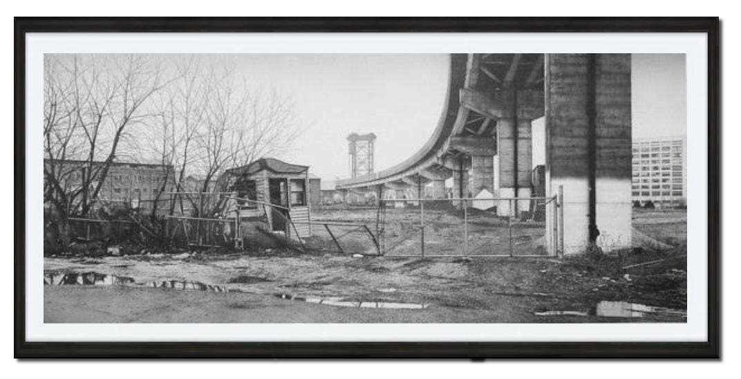 Randy Dudley graphite drawing of a highway overpass